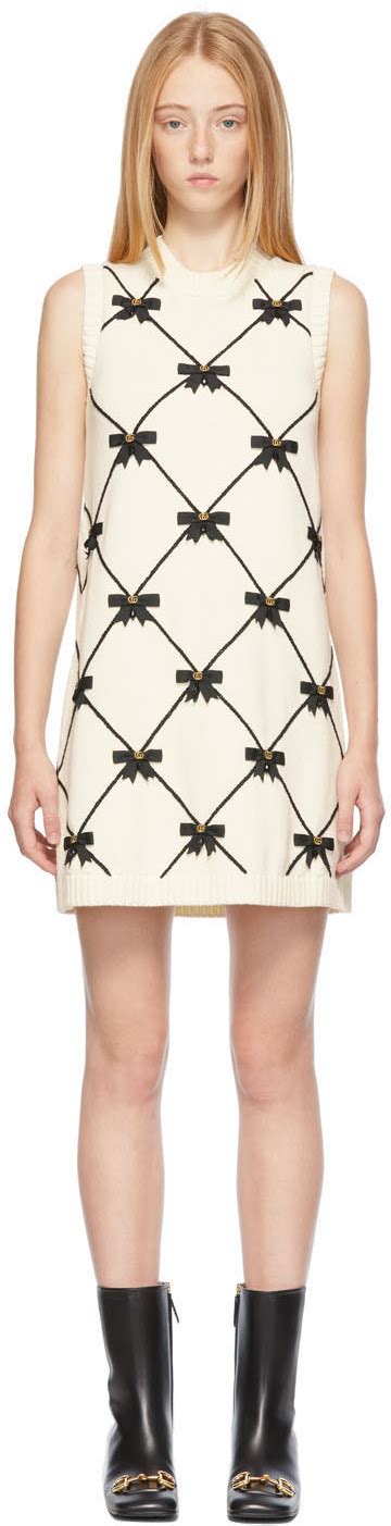 gucci white ribbon dress